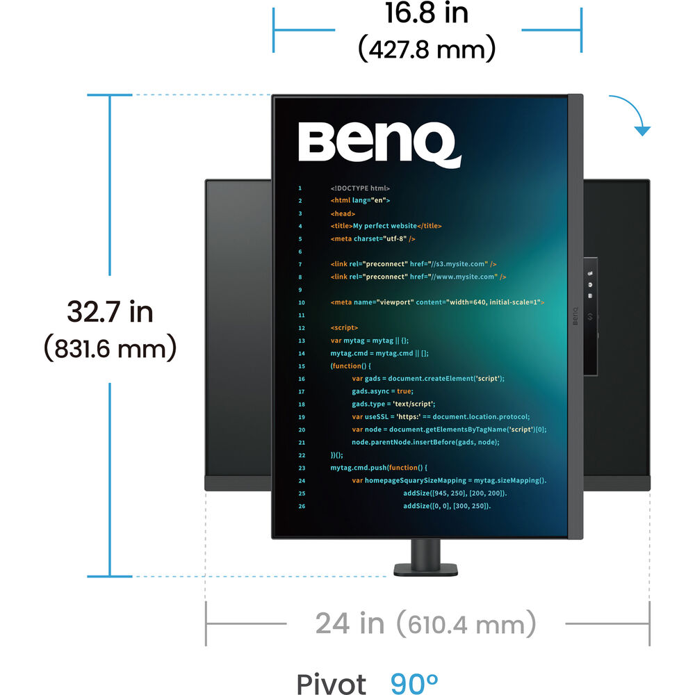 BenQ RD280UA 28” 2560p 4K UHD Programming Monitor with MoonHalo Ergo Arm and Built-in Speakers