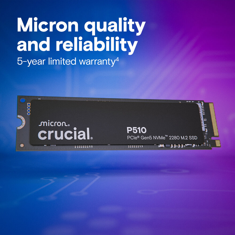 Crucial P510 2TB PCIe Gen5 x4 NVMe M.2 Internal Solid State Drive