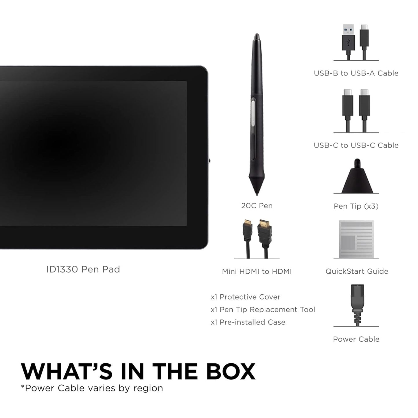 ViewSonic ID1330 13.3" 1080p FHD USB Type-C Laminated Screen ViewBoard Pen Display Graphics Tablet