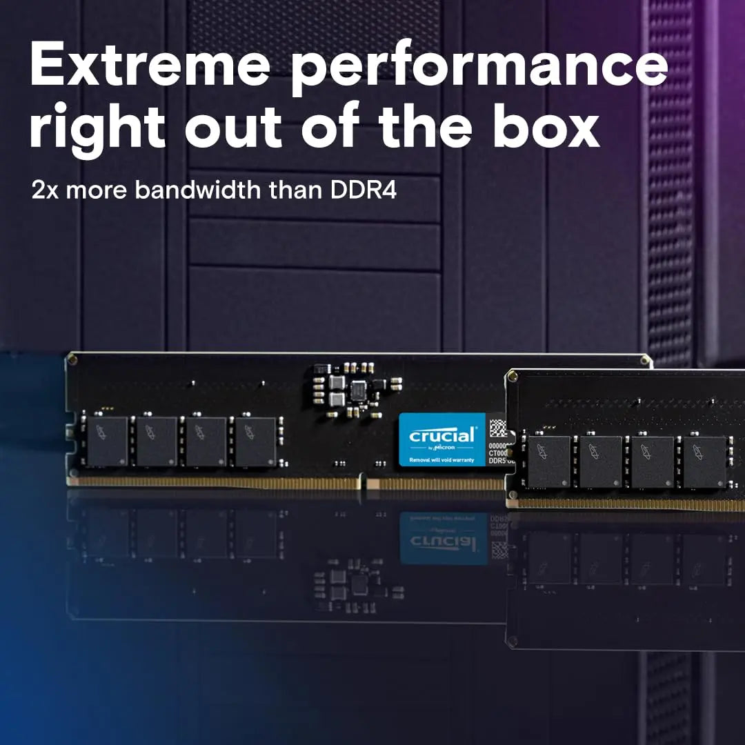 Crucial 16GB DDR5 RAM 5600MHz CL46 UDIMM Desktop Memory - Black
