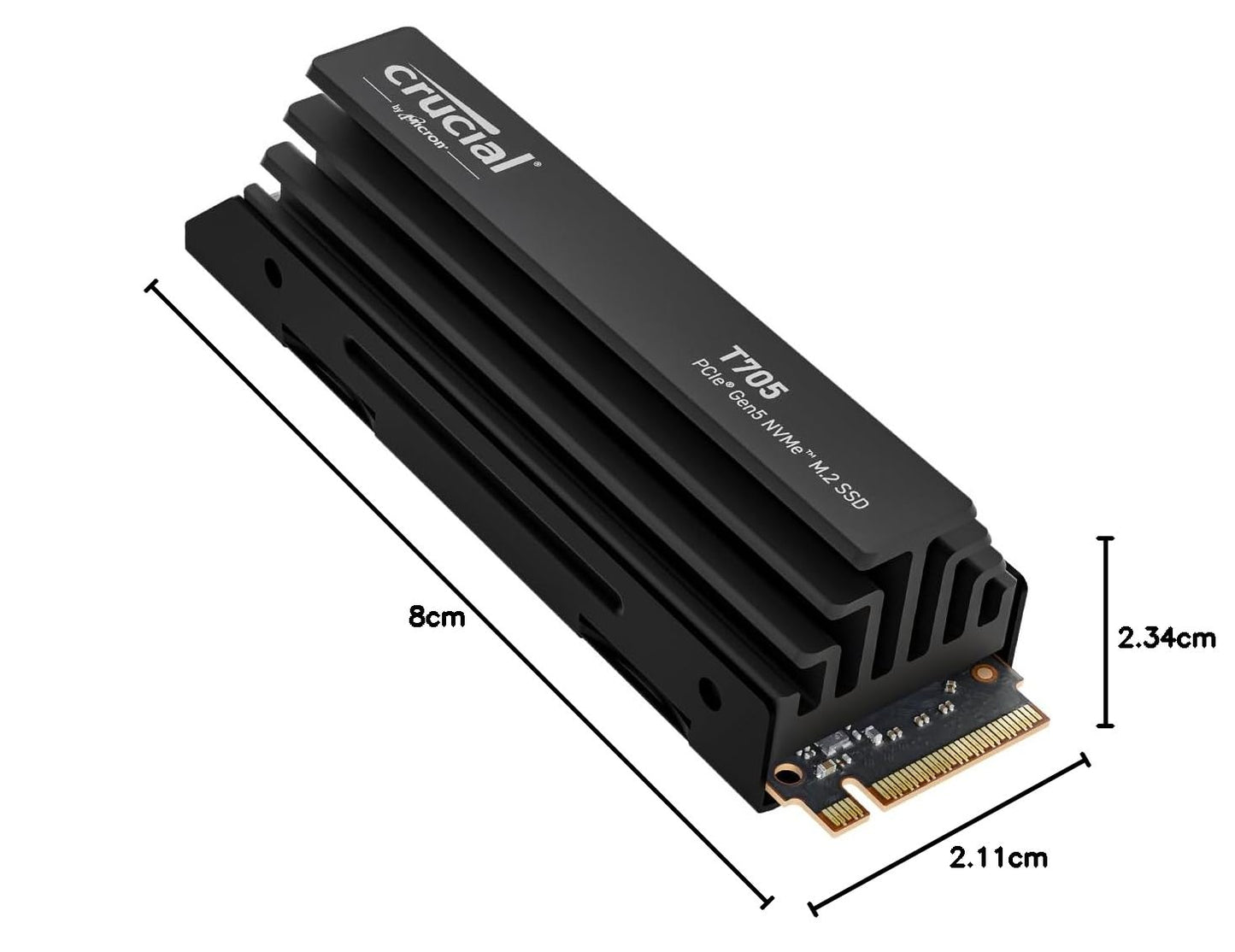 Crucial T705 4TB PCIe Gen5 NVMe M.2 2280 Internal Solid State Drive with Heatsink