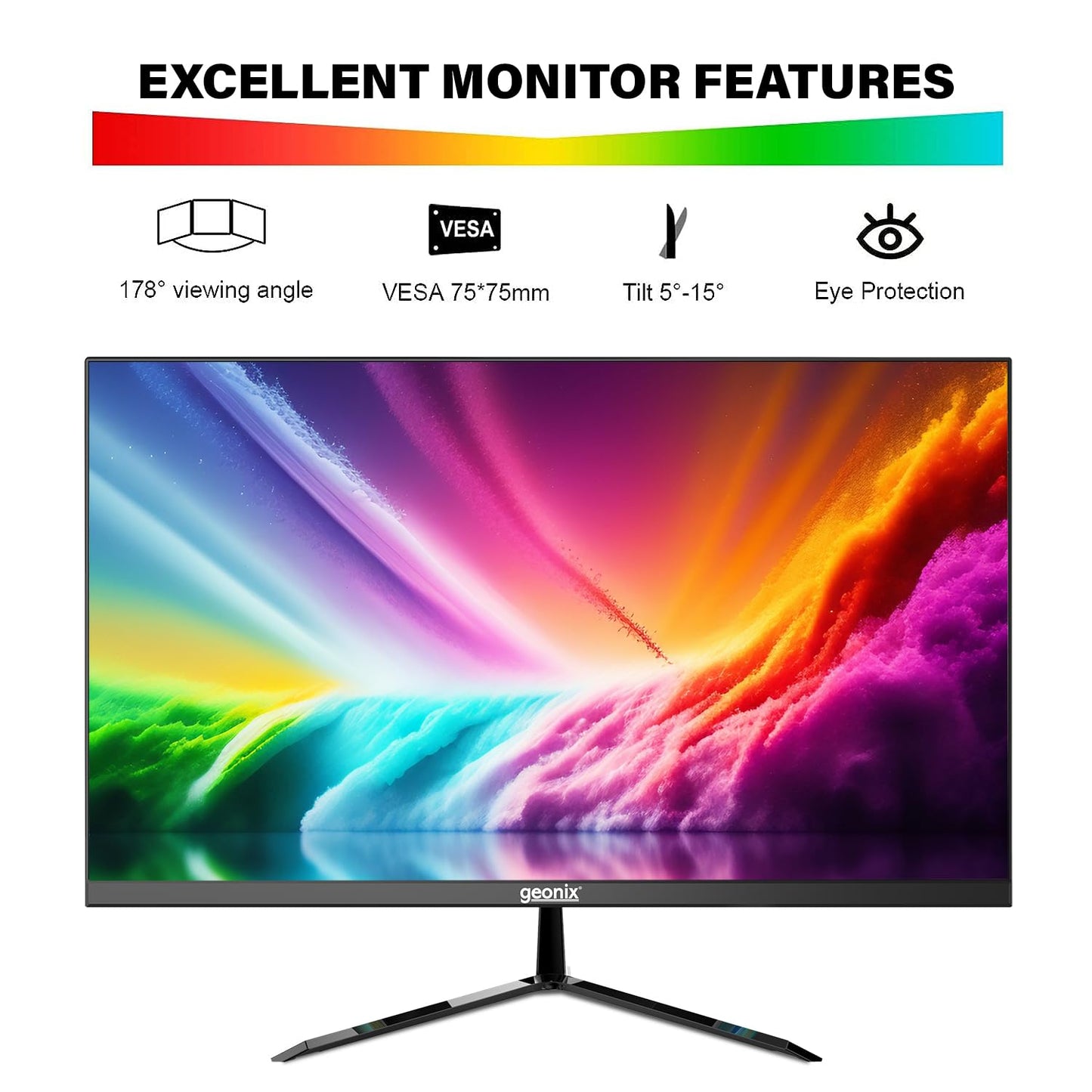 GEONIX 22 Inch Full HD IPS 75Hz 100% sRGB 178° Wide Viewing Angle PC Monitor