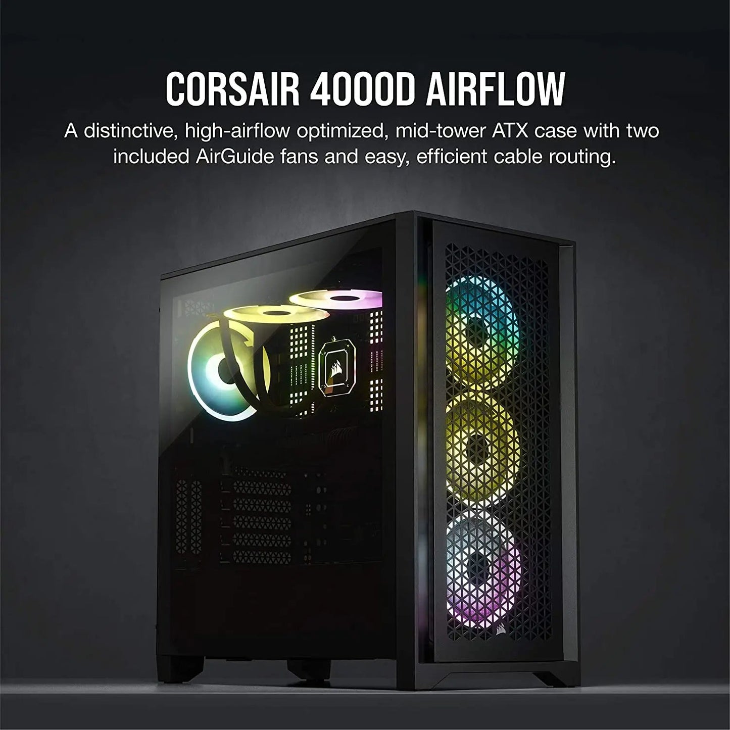 Corsair 4000D AIRFLOW ATX Mid-Tower RGB Cabinet with Tempered Glass and USB-C