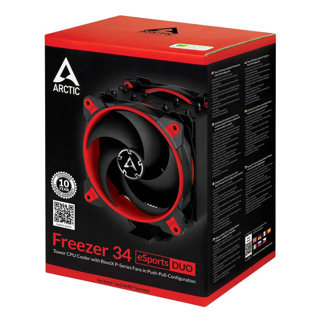 ARCTIC Freezer 34 eSports DUO Tower CPU Air Cooler with 120mm BioniX-P Fan - Red