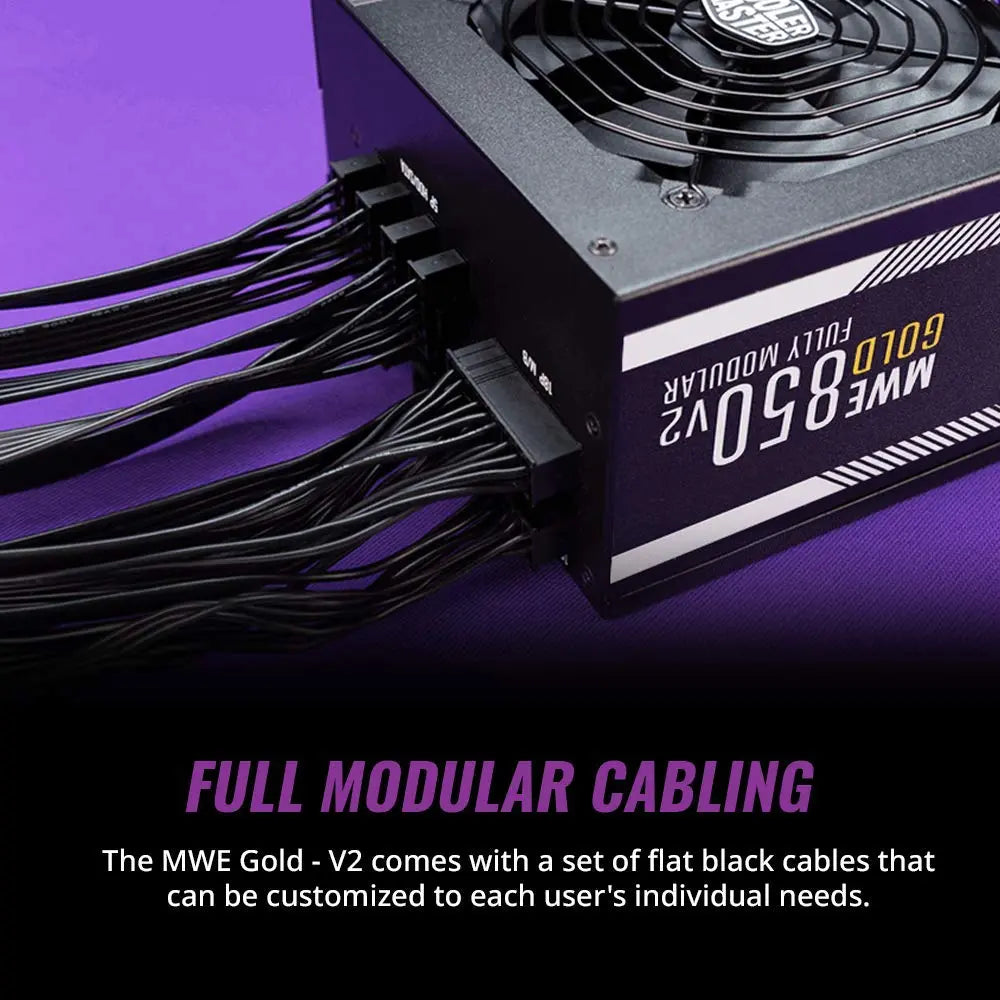 Cooler Master MWE 850 Gold V2 80 Plus Gold Certified Fully Modular ATX Power Supply Unit - Black