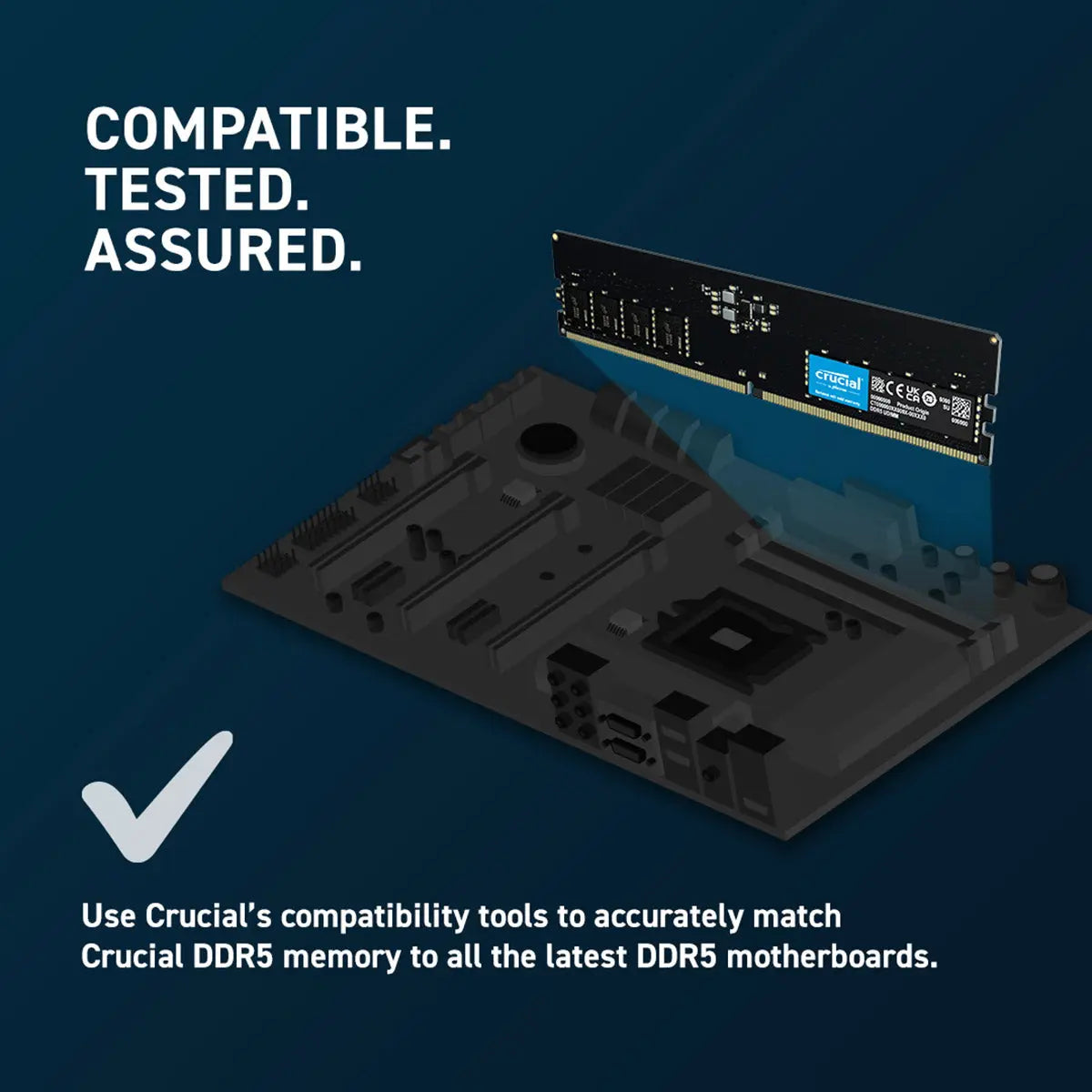 Crucial 32GB DDR5 RAM 4800MHz CL40 Desktop Memory