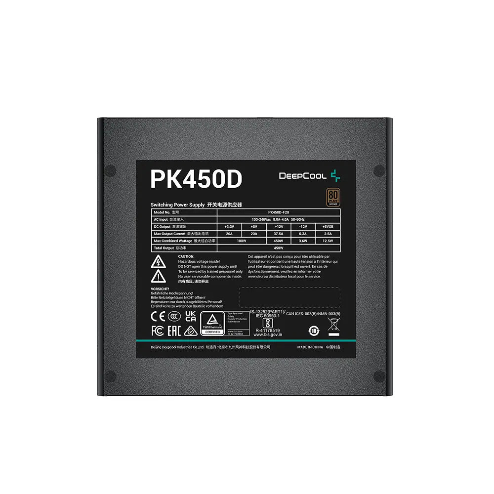 DEEPCOOL PK450D 450W Non-Modular 80 Plus Bronze SMPS Power Supply