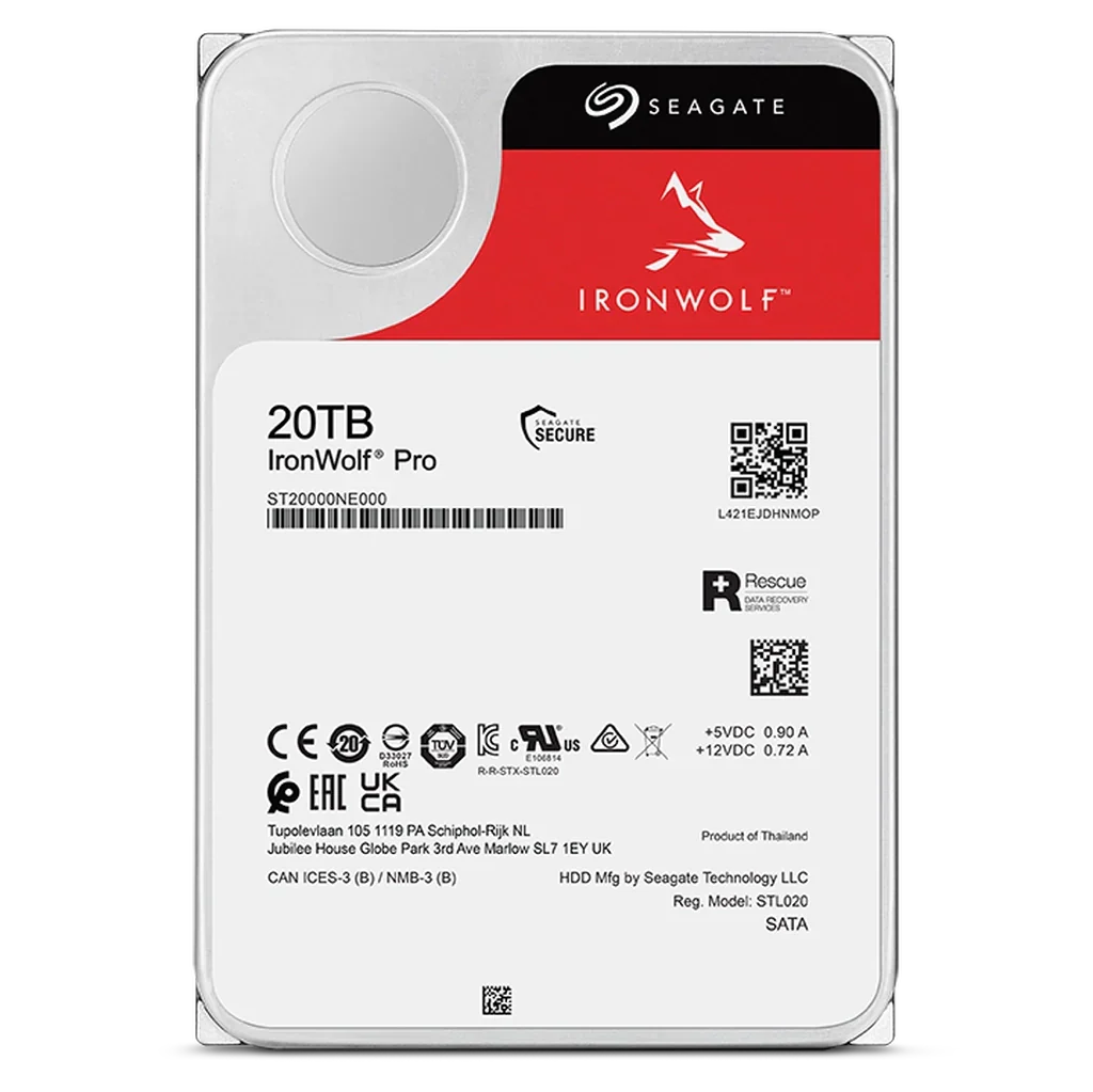 Seagate IronWolf Pro 20TB 3.5" 7200 RPM Enterprise NAS Internal Hard Disk Drive