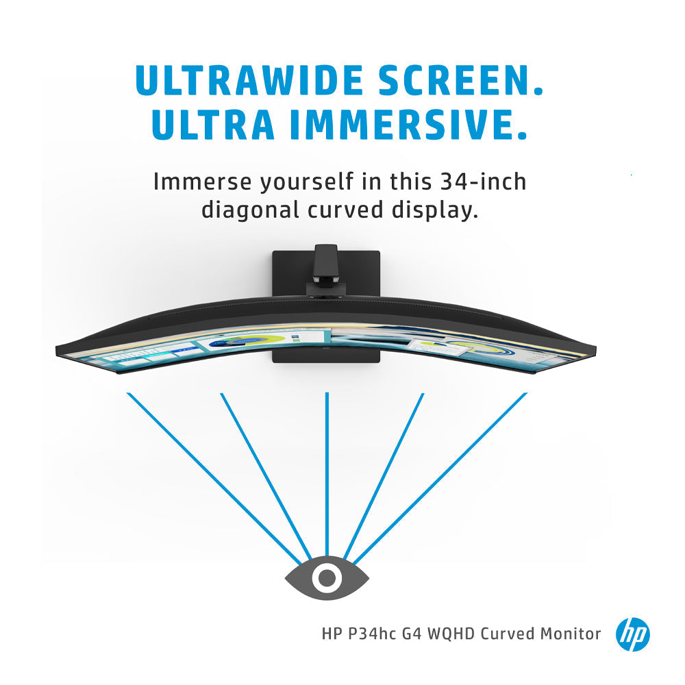 HP P34hc G4 34-inch WQHD Curved VA Monitor with USB Type-C and 4 USB-A 3.2 Gen 1