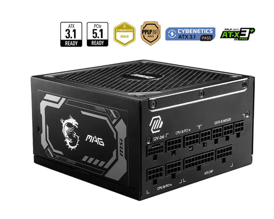 MSI MAG A1000GL PCIE5 1000W 80 Plus Gold SMPS Fully Modular ATX 3.1 Power Supply