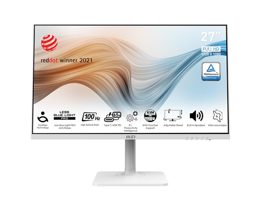 MSI Modern MD272XPW 27" FHD 100Hz 4ms IPS Built-in-Speaker Monitor-White