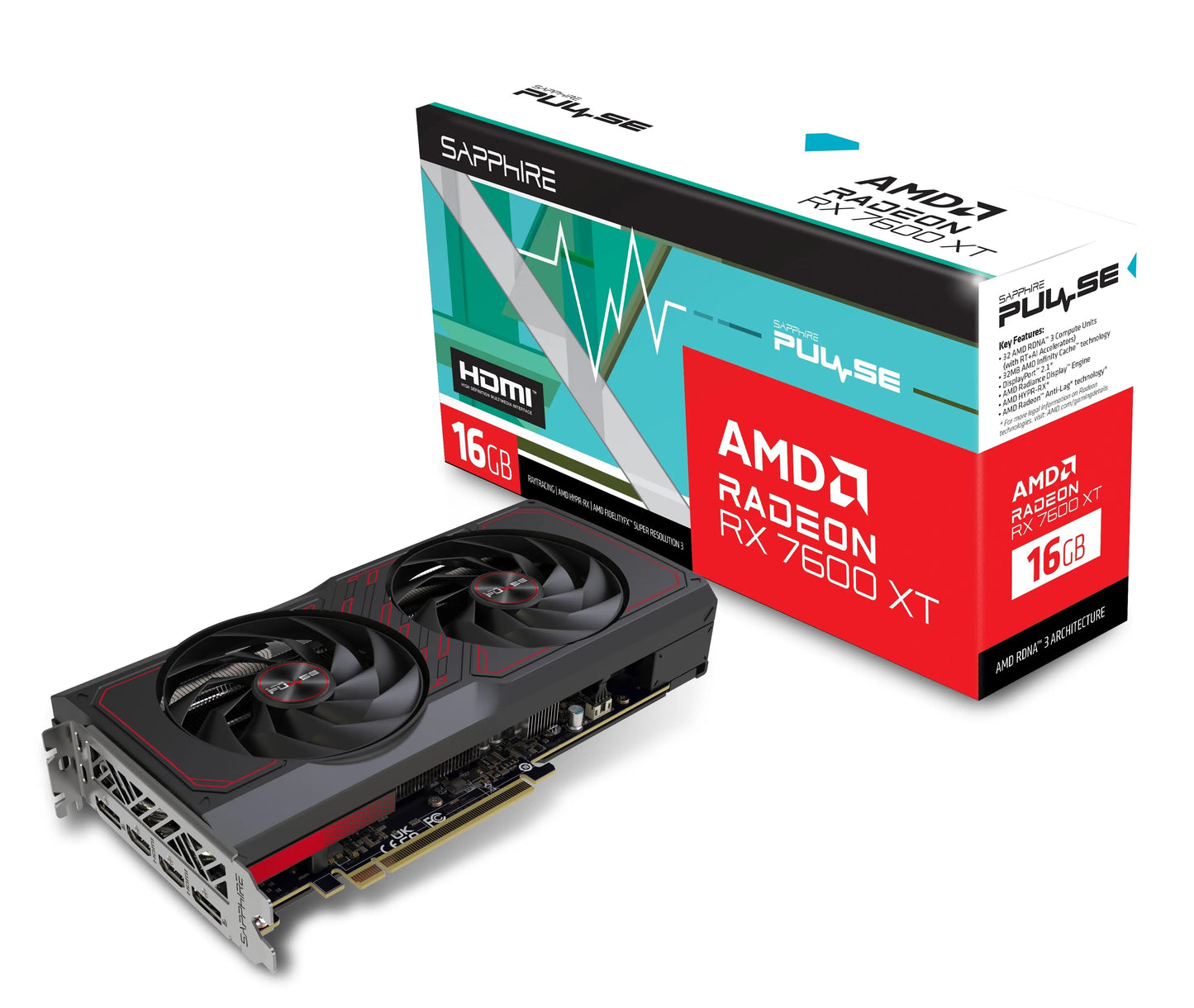 Sapphire Pulse AMD Radeon RX 7600 XT Gaming 16GB OC GDDR6 128-Bit Graphics Card