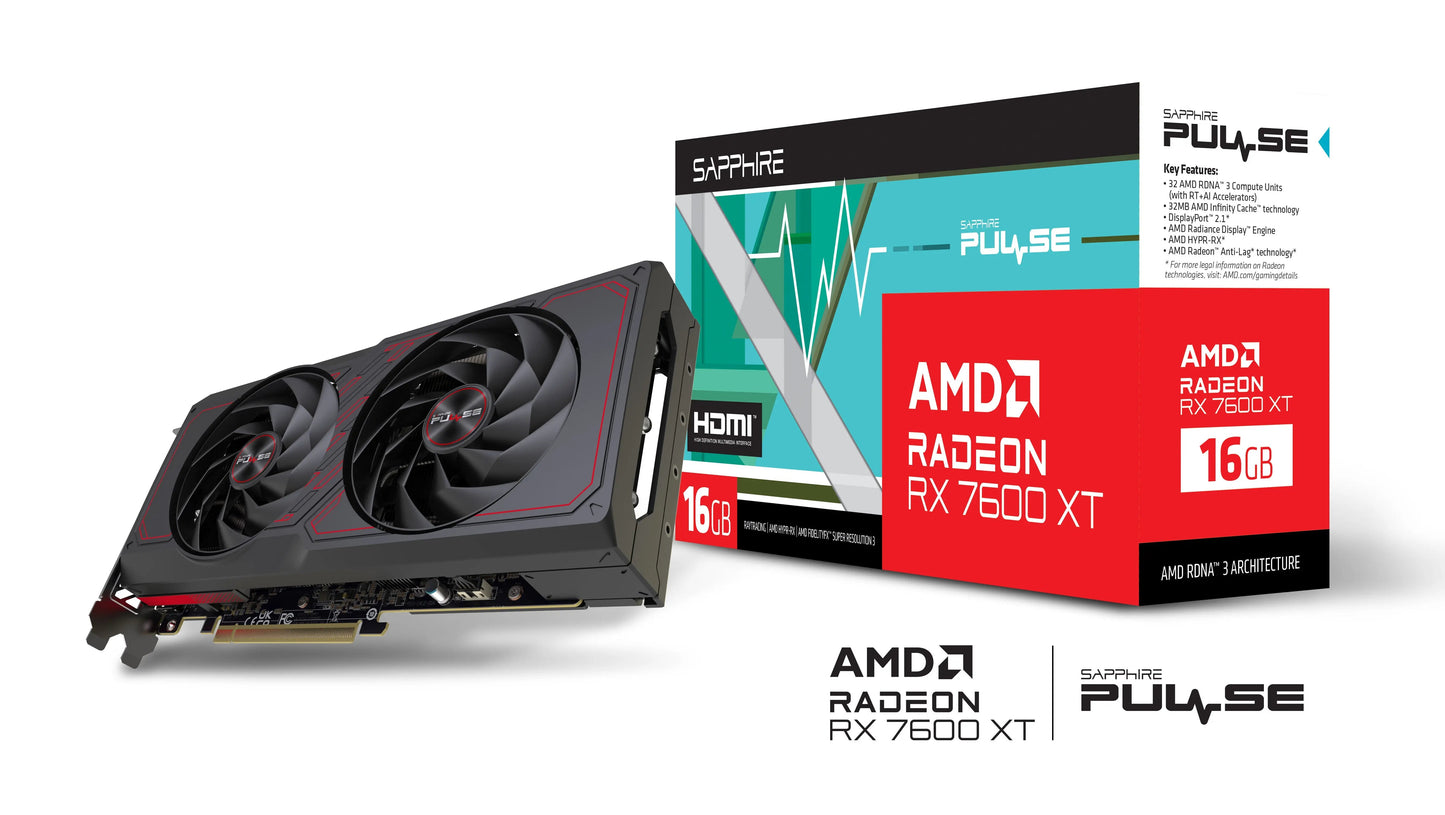 Sapphire Pulse AMD Radeon RX 7600 XT Gaming 16GB OC GDDR6 128-Bit Graphics Card