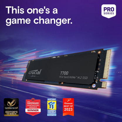 Crucial T700 1TB PCIe Gen5 NVMe M.2 Internal Solid State Drive