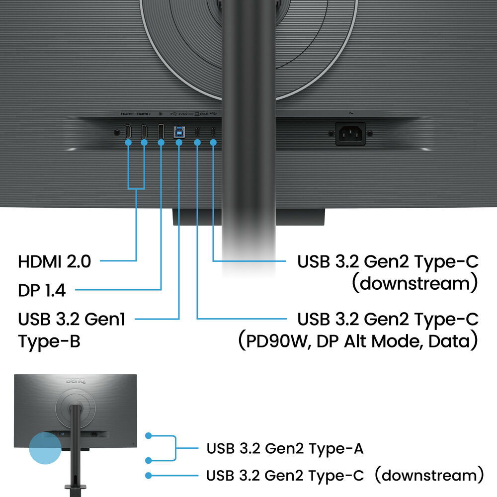 BenQ RD320UA 32” 2160p 4K UHD Programming Monitor with MoonHalo Flexible Arm and Built-in Speaker