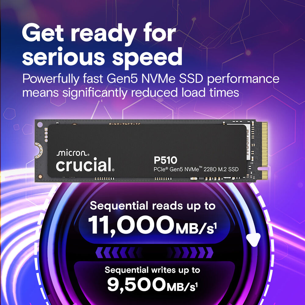Crucial P510 2TB PCIe Gen5 x4 NVMe M.2 Internal Solid State Drive