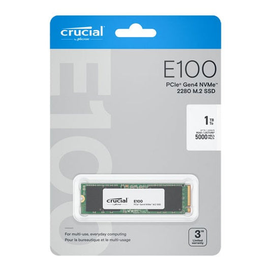 Crucial E100 1TB Gen4 M.2 NVMe Internal Solid-State Drive