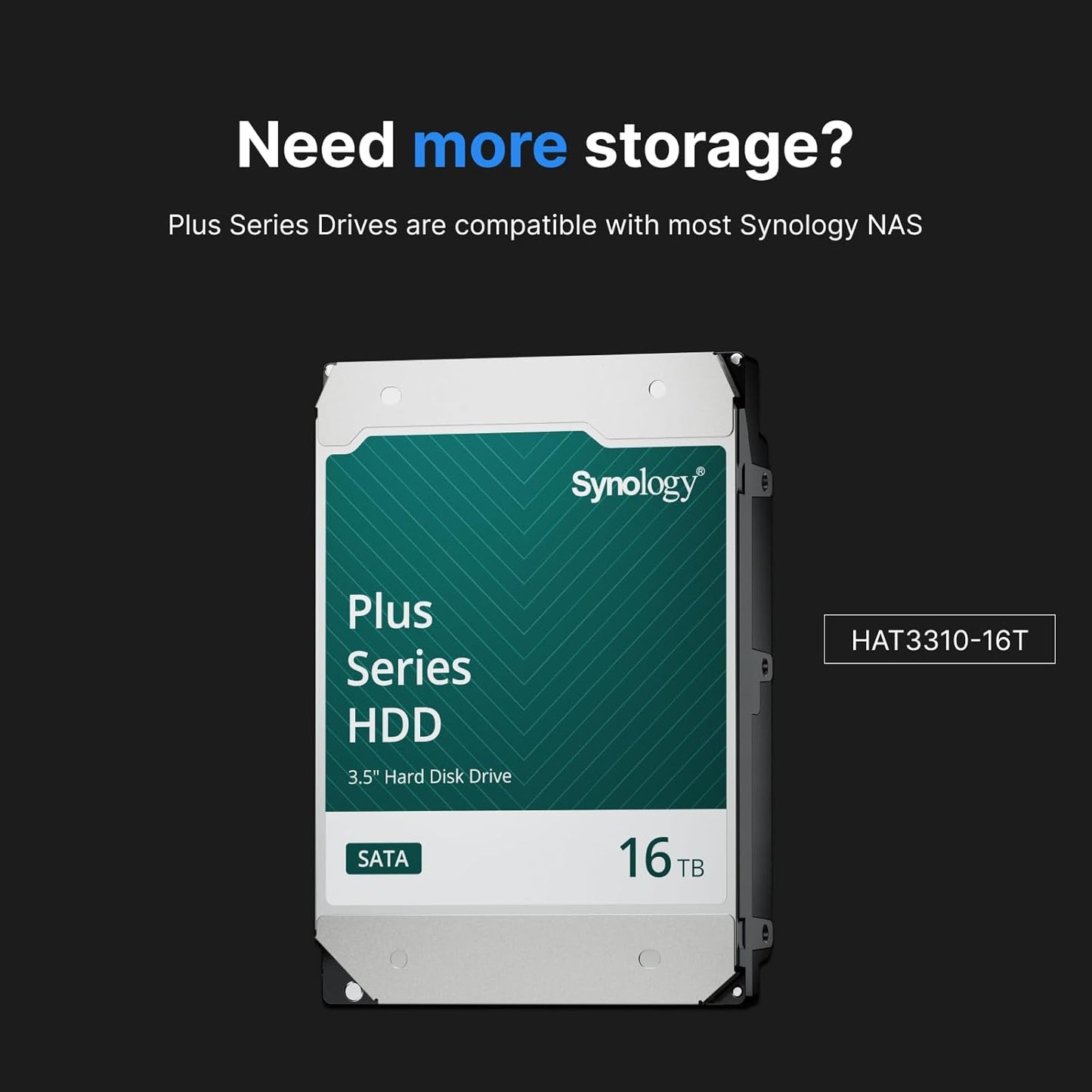 Synology Plus Series HAT3310 16TB 3.5" SATA 6Gb/s 7200RPM Internal NAS Hard Disk Drive