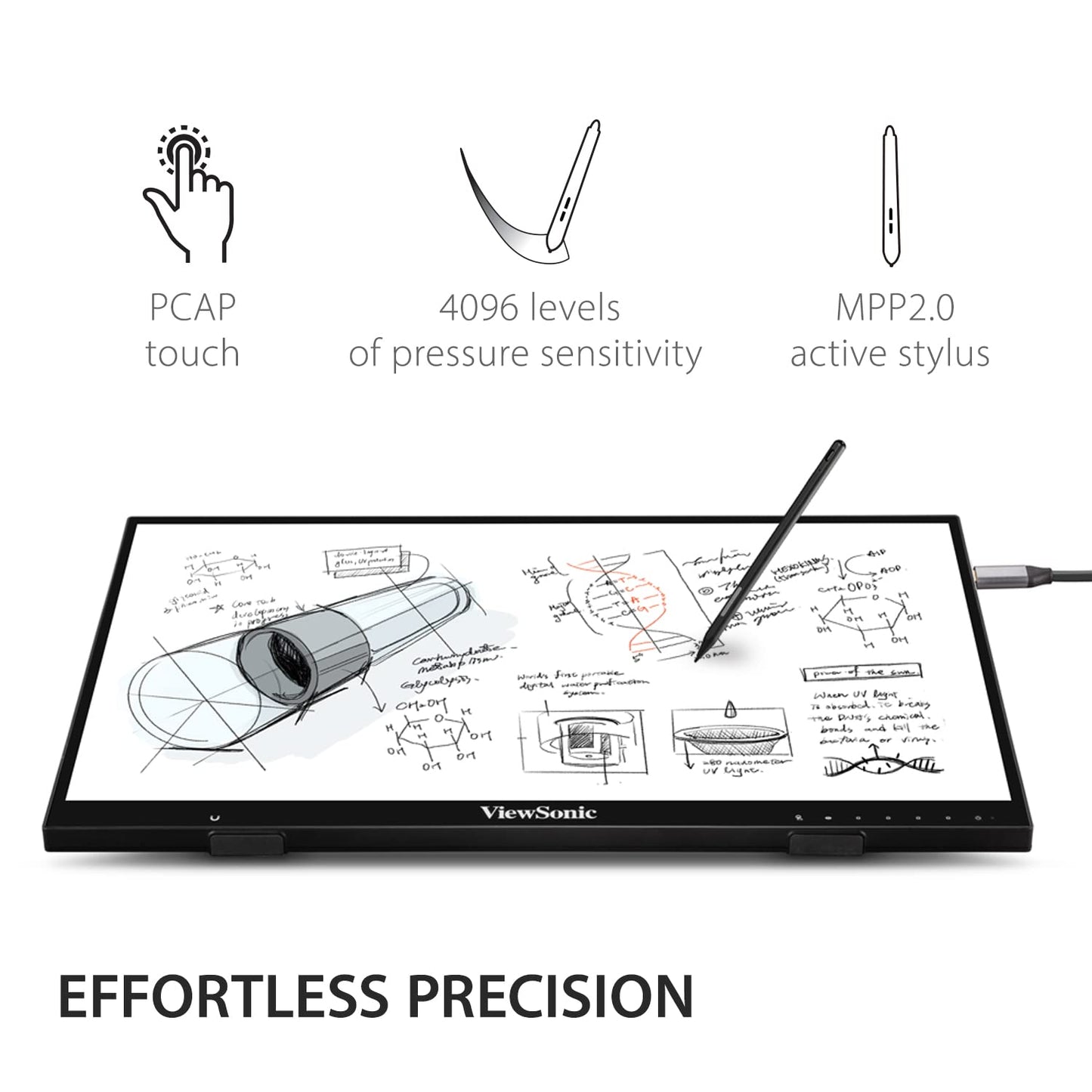 ViewSonic ID2456 24 Inch Touch Display Monitor with MPP 2.0 Active Stylus Pen