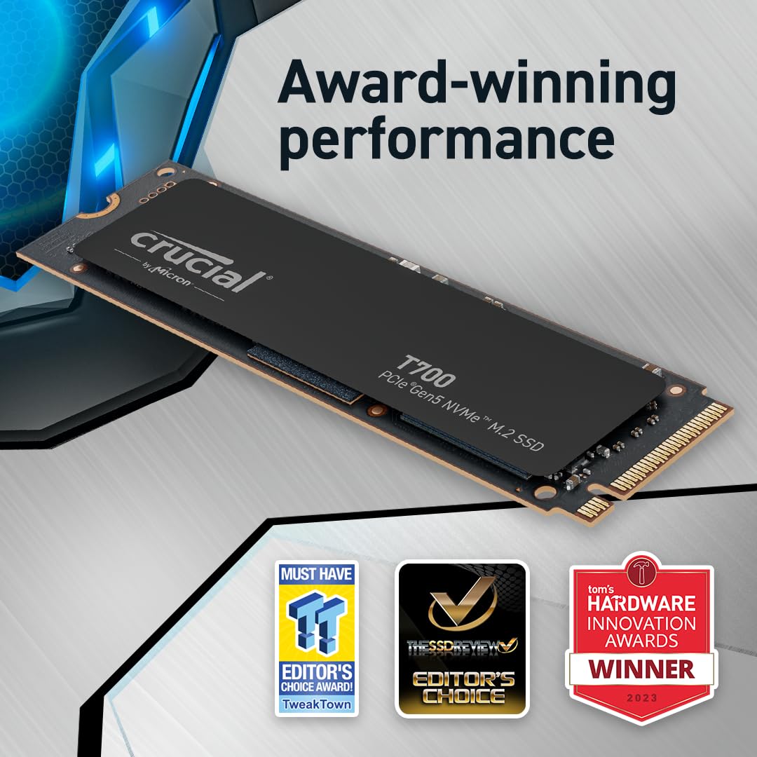 Crucial T700 2 TB M.2 NVMe Gen5 Internal SSD