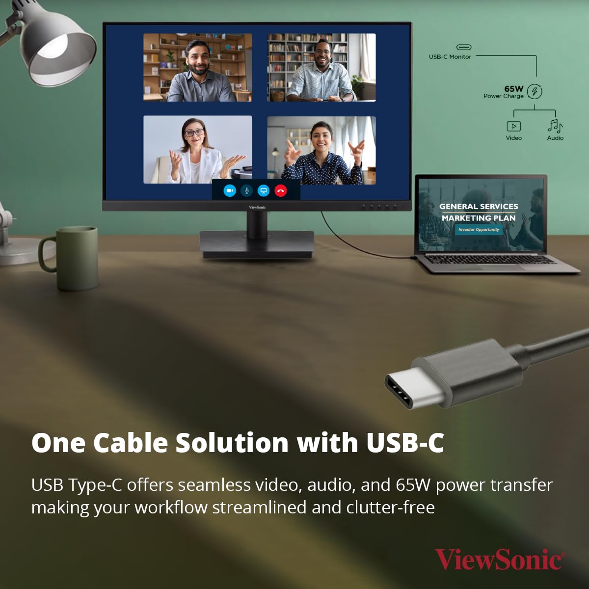 ViewSonic VA3209U-2K 32 Inch 2K QHD IPS USB Type-C Monitor with Speakers