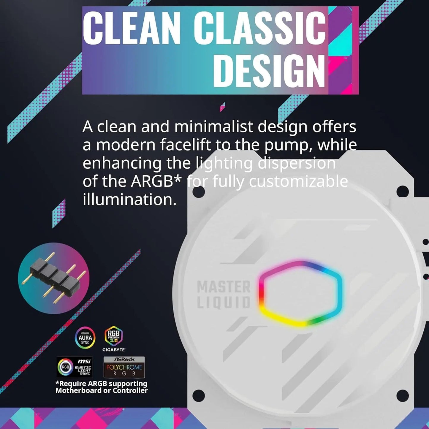 Cooler Master MasterLiquid 240L Core ARGB 240mm Close-Loop PWM AIO CPU Liquid Cooler - White