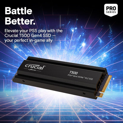 Crucial T500 4TB PCIe Gen4 NVMe M.2 Internal Gaming SSD with Heatsink - Black