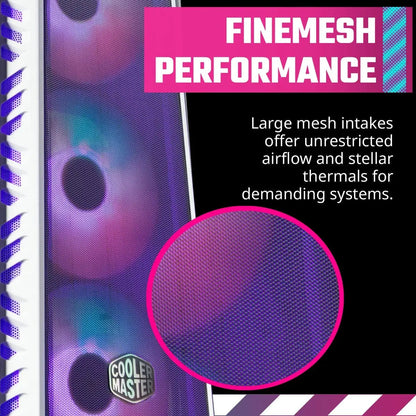 Cooler Master MasterBox MB520 Mesh ARGB E-ATX Mid-Tower Computer Cabinet with Pre-Installed Fans - White