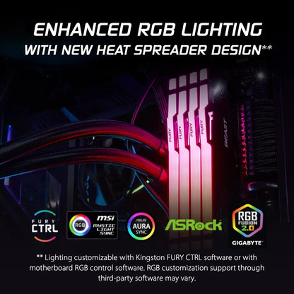 Kingston Fury Beast 16GB DDR5 6000MHz CL36 RGB Gaming Desktop Memory - Black