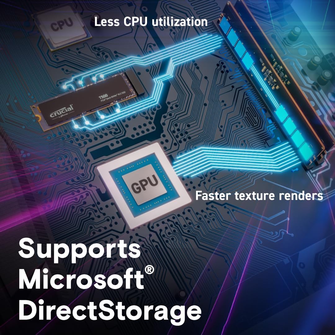Crucial T500 4TB PCIe Gen4 NVMe M.2 Internal Gaming SSD with Heatsink - Black