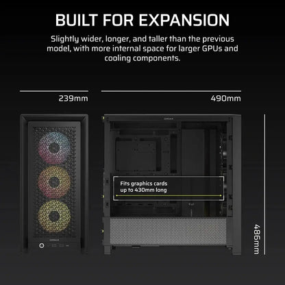 CORSAIR FRAME 4000D RS ARGB Modular High Airflow Mid-Tower PC Case