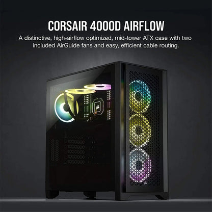 Corsair 4000D AIRFLOW ATX Mid-Tower RGB Cabinet with Tempered Glass and USB-C