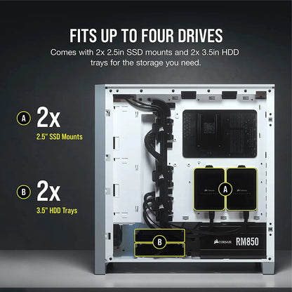 Corsair 4000D AIRFLOW ATX Mid-Tower RGB Cabinet with Tempered Glass and USB-C