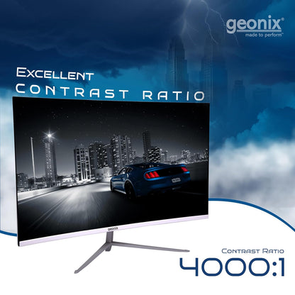 Geonix Argon 32" 75Hz 1080p Full HD LED Panel Curved Monitor with Dual Speakers - White