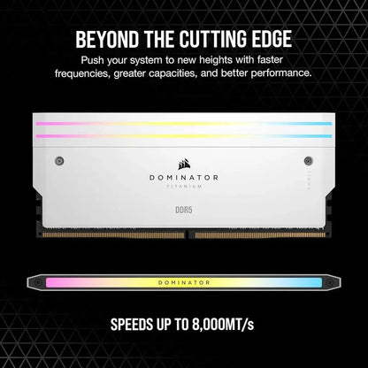 Corsair Dominator Titanium 96GB (2x48GB) DDR5 RAM 6600MHz CL32 Gaming Desktop Memory-White
