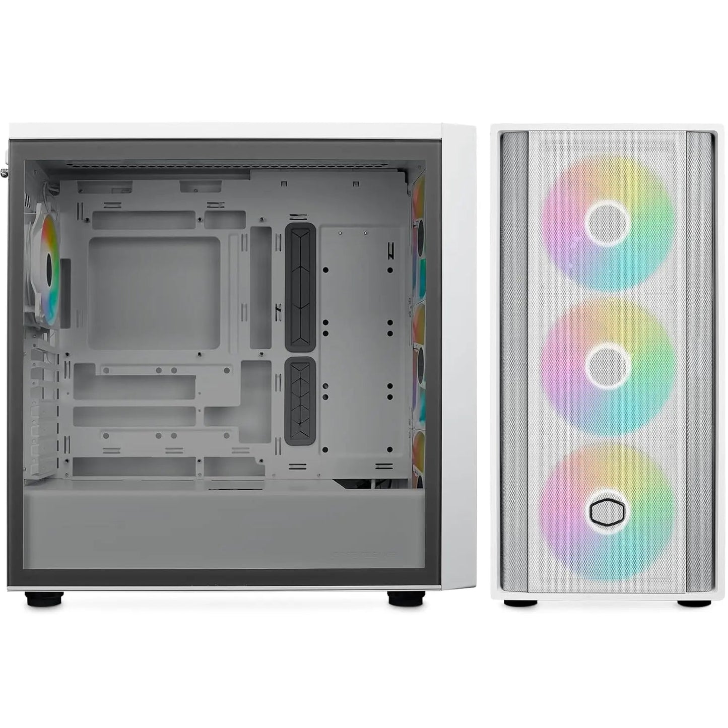 Cooler Master MasterBox 600 ARGB E-ATX Tempered Glass Side Panel Mid Tower Gaming Cabinet - White