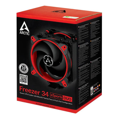 ARCTIC Freezer 34 eSports DUO Tower CPU Air Cooler with 120mm BioniX-P Fan - Red
