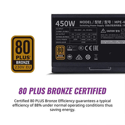 Cooler Master MWE 450W Bronze V2 Non-Modular 80 Plus SMPS Power Supply