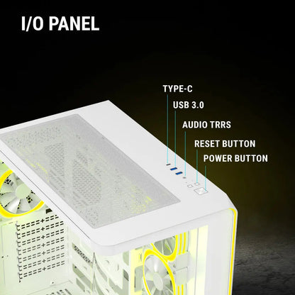 Ant Esports Crystal ARC Gaming Mid Tower Case-White