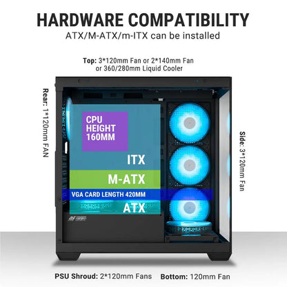 ANT Esports Crystal X7 ARGB ATX with Type-C Gaming Mid Tower Case