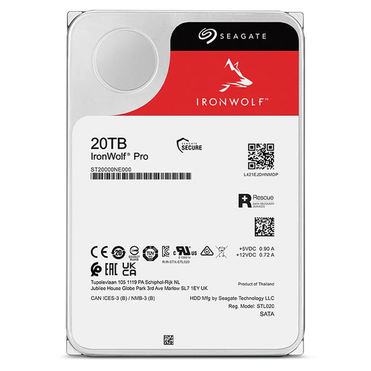 Seagate IronWolf Pro 20TB 3.5" 7200 RPM Enterprise NAS Internal Hard Disk Drive
