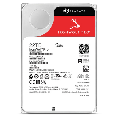 Seagate IronWolf Pro 22TB 3.5" 7200 RPM Enterprise NAS Internal Hard Disk Drive