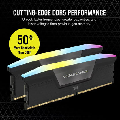 CORSAIR VENGEANCE 96GB (2x48GB) DDR5 RGB DRAM 6400MHz CL32 Desktop Memory