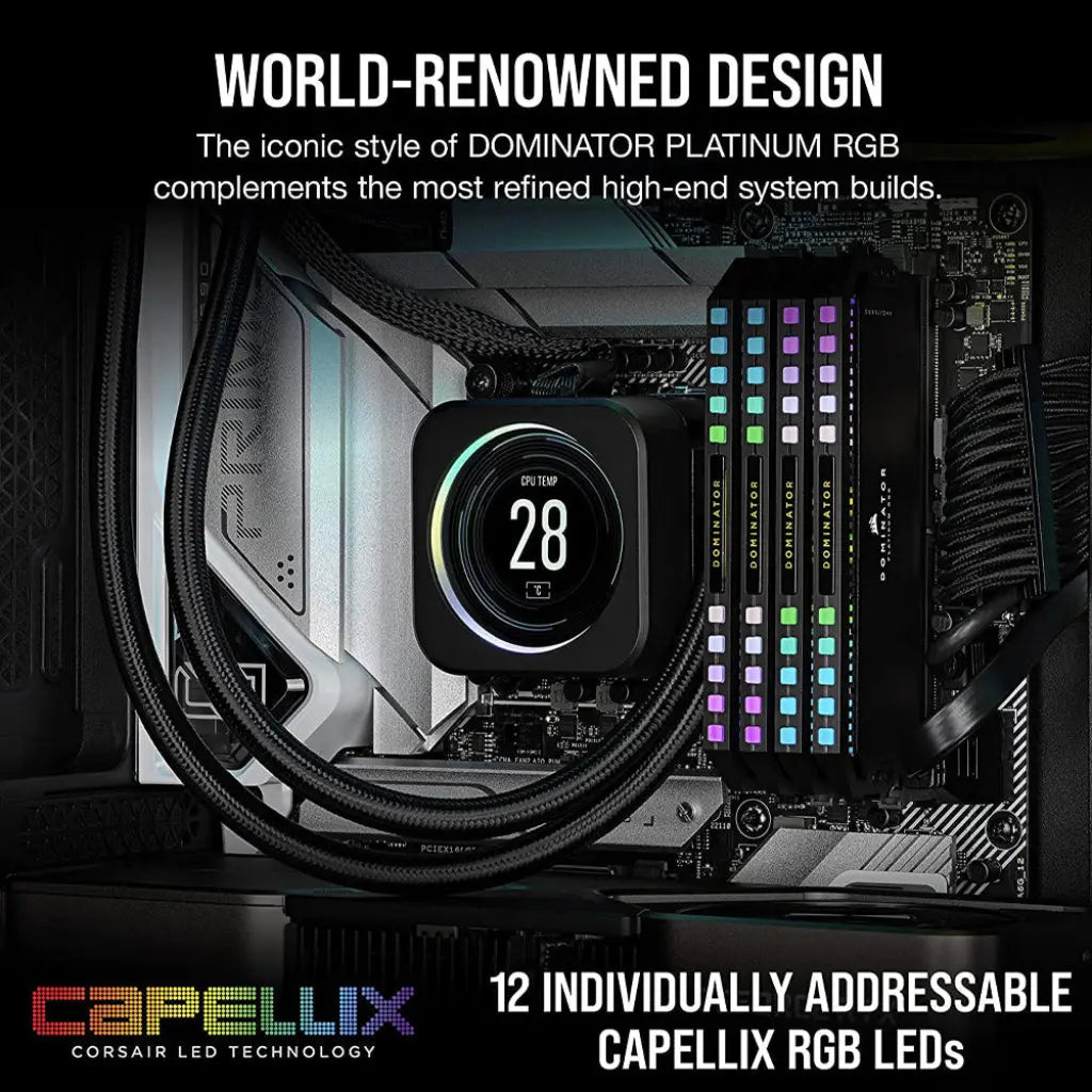Corsair Dominator Platinum 32GB (2x16GB) DDR5 RAM 7200MHz CL34 RGB Gaming Desktop Memory
