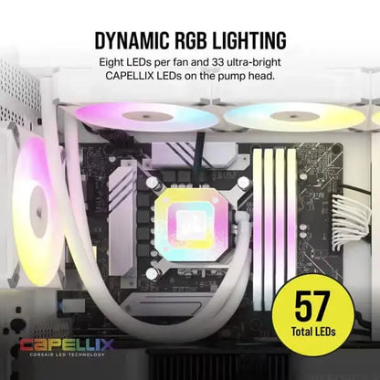 CORSAIR iCUE H115i ELITE CAPELLIX XT 360mm RGB AIO CPU White Liquid Cooler