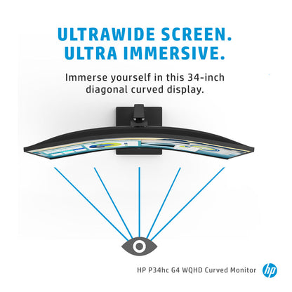 HP P34hc G4 34-inch WQHD Curved VA Monitor with USB Type-C and 4 USB-A 3.2 Gen 1